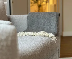 100% Lambswool Herringbone Throw Mid Grey