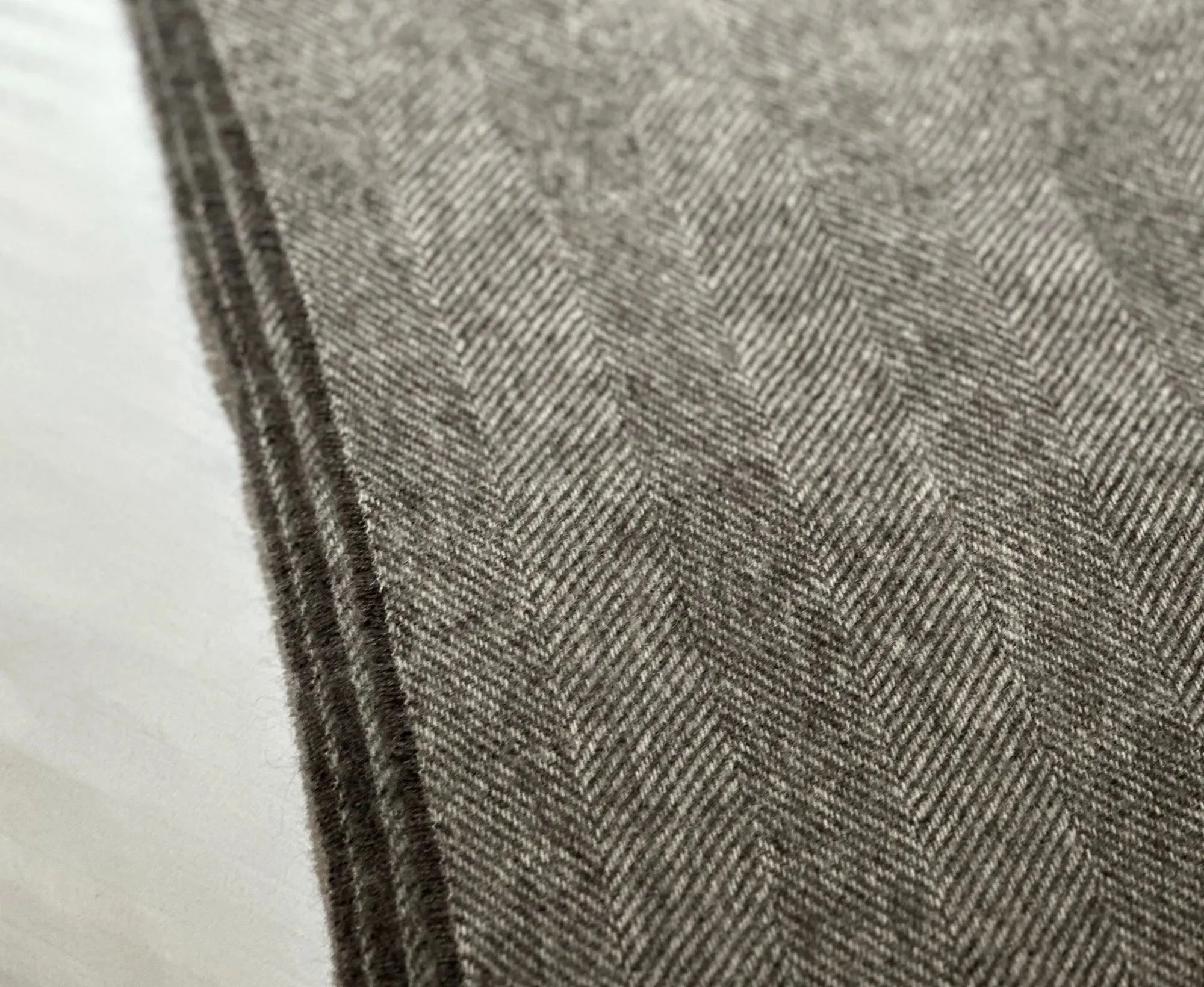 100% Lambswool Herringbone Throw Mid Grey