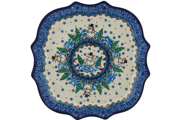 10" 8 Point Plate - Dancing Snowman