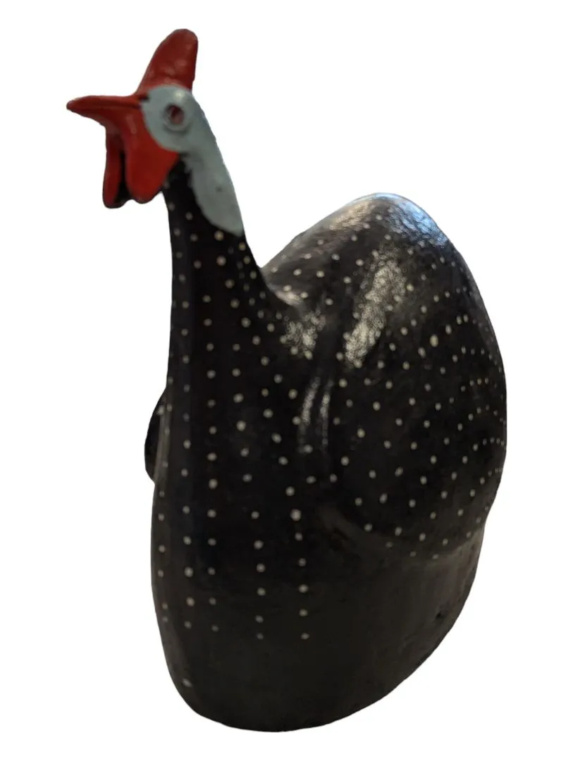 12.5" Chicken Folk Art Pottery South African Guinea Fowl