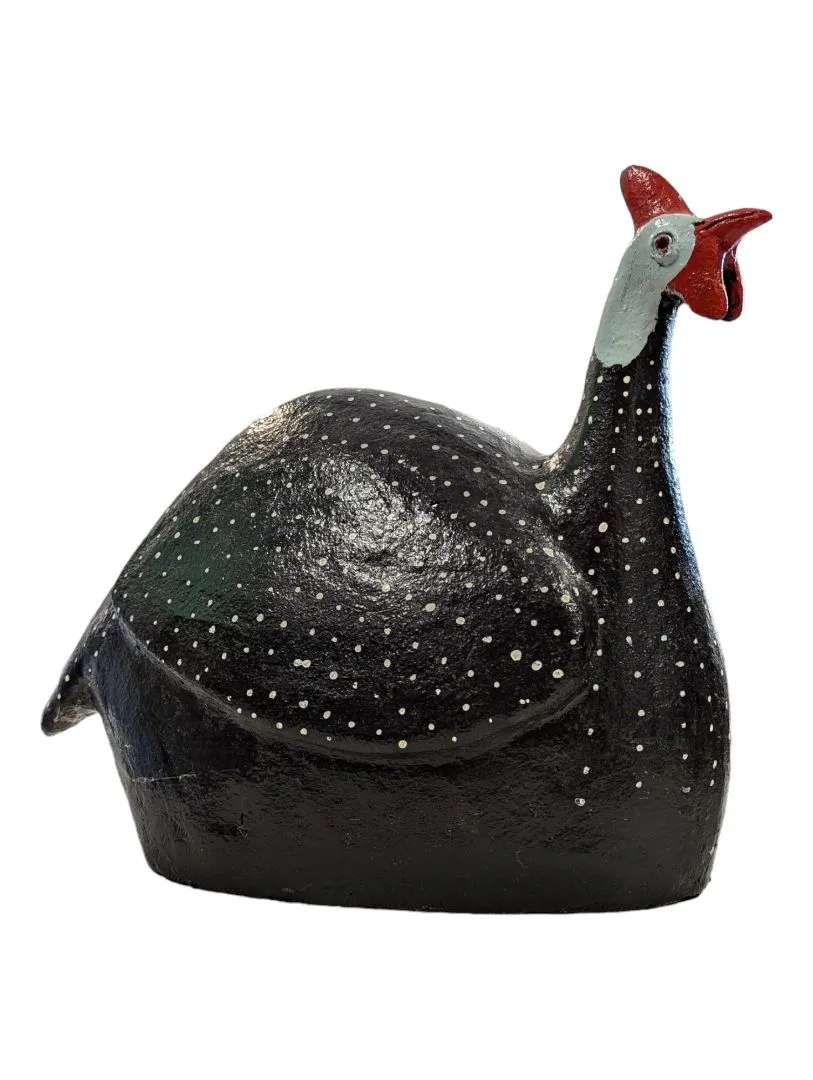 12.5" Chicken Folk Art Pottery South African Guinea Fowl