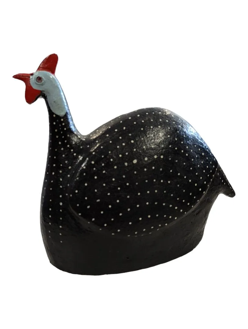 12.5" Chicken Folk Art Pottery South African Guinea Fowl
