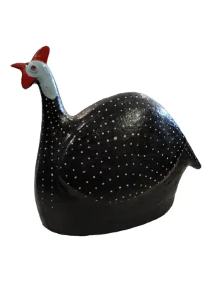 12.5" Chicken Folk Art Pottery South African Guinea Fowl