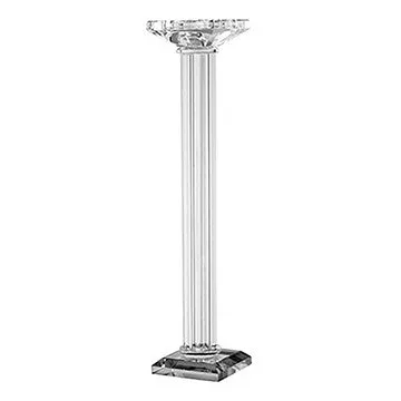 17 Inch Tall Pillar Candle Holder, Glass, Classic Clean Lined Finish, Clear By Casagear Home