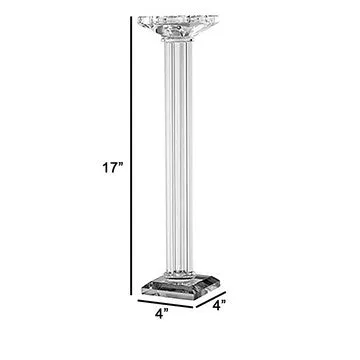 17 Inch Tall Pillar Candle Holder, Glass, Classic Clean Lined Finish, Clear By Casagear Home