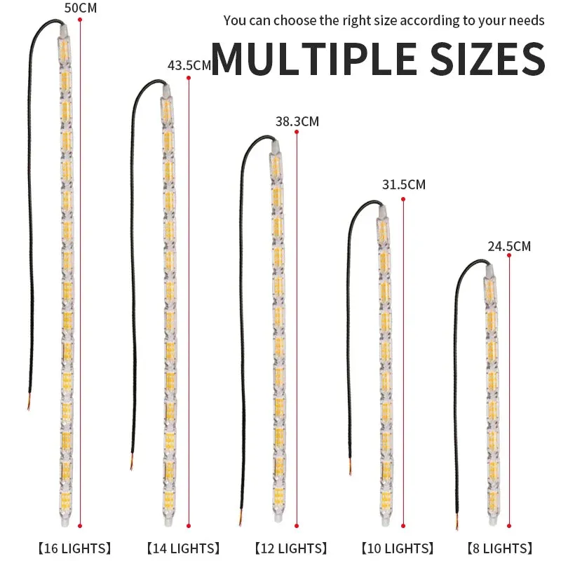 24V Flowing Drl Led Daytime Running Light 2Pcs Sequential Flexible Strip Turn Signal For Car Headlight