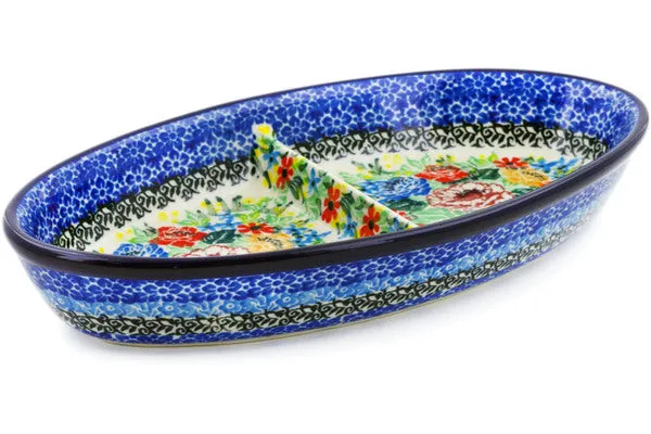 9" Divided Dish - Carnation Valley