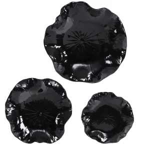 Abella Black Ceramic Wall Decor, S/3