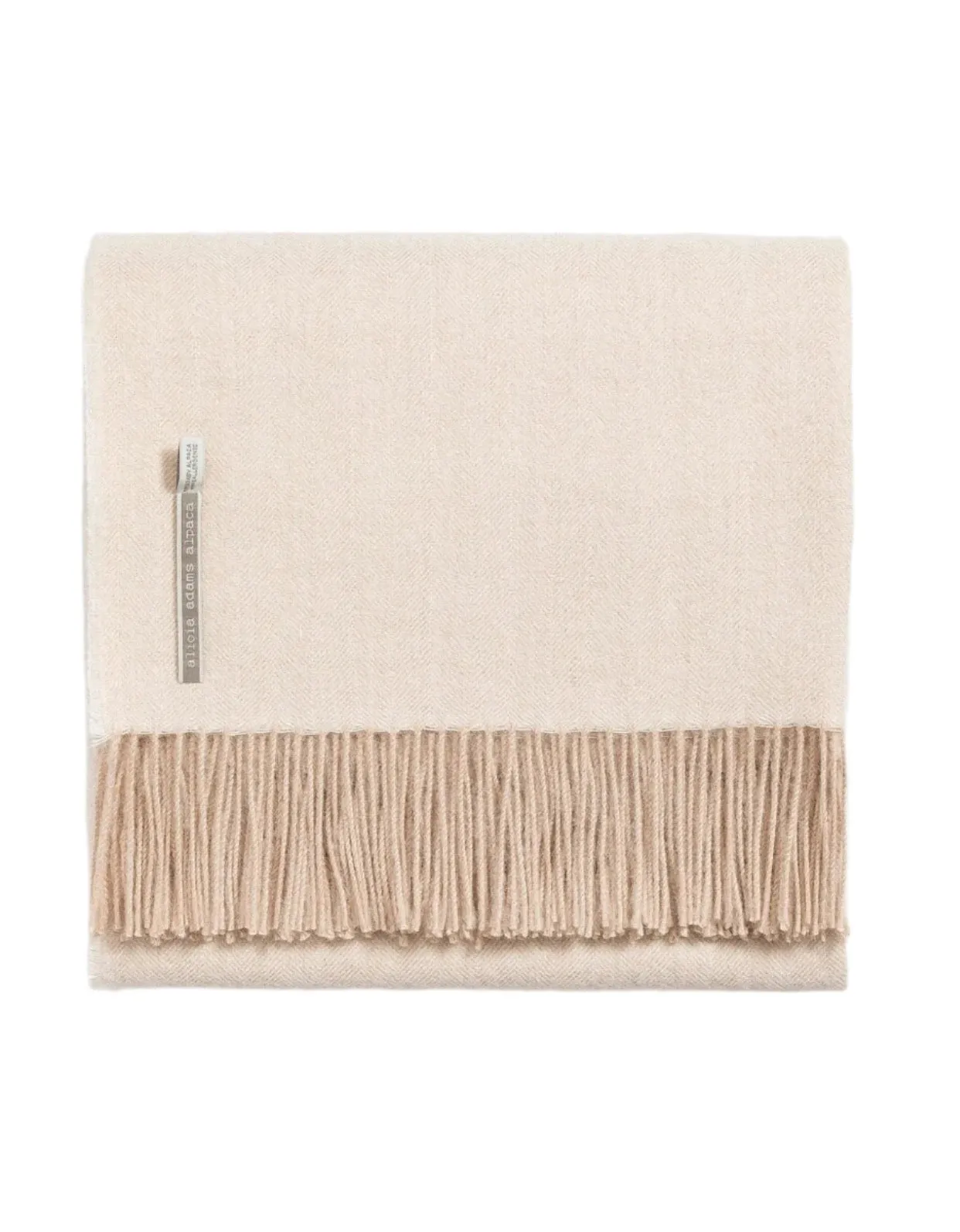 Alicia Adams Alpaca Throw in Oatmeal Herringbone
