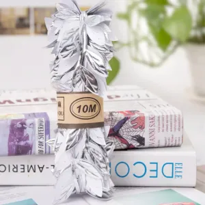 Artificial Silk Leaf Vine Garland SPOOL per 10 mtrs - Metallic Silver