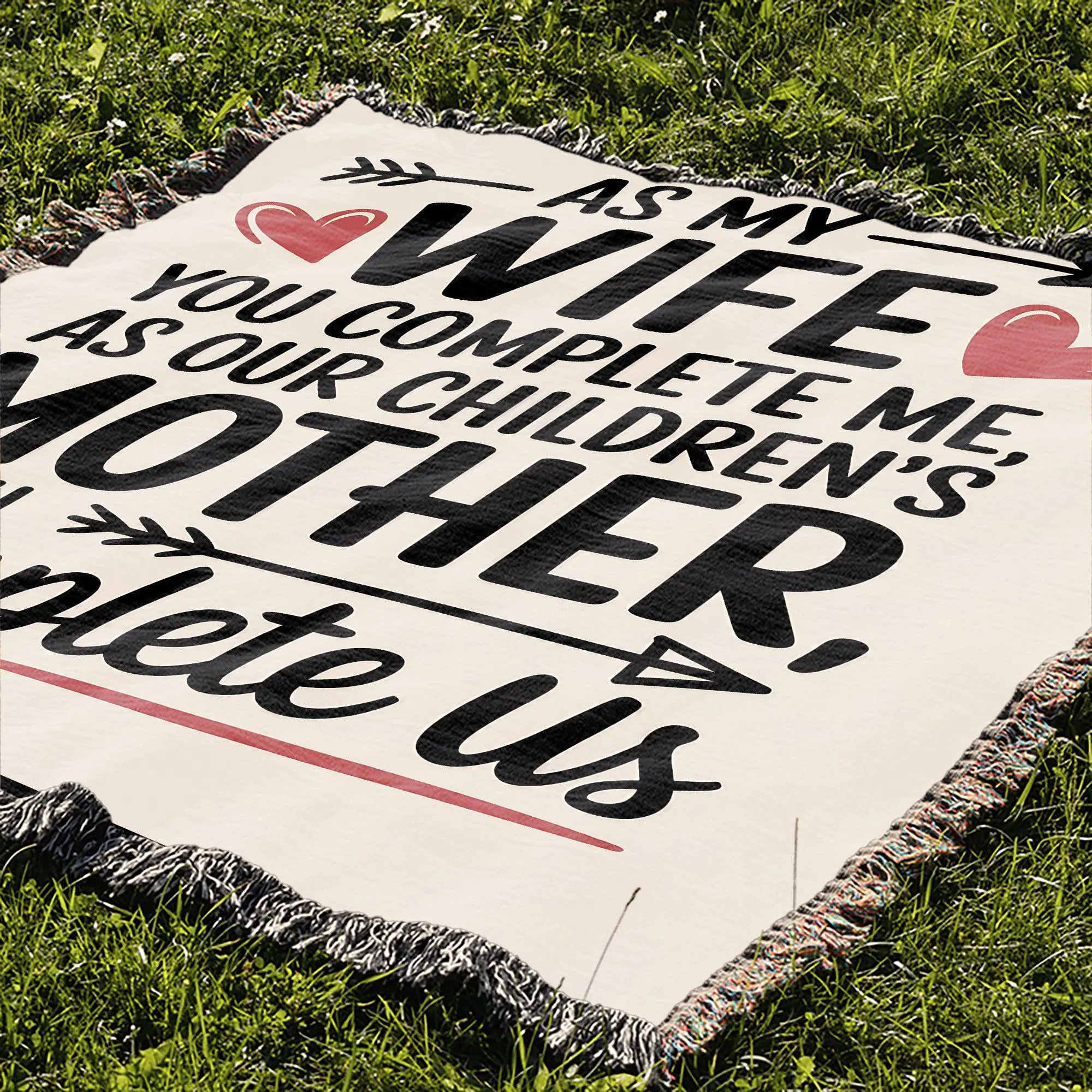 As My Wife You Complete Me 50" x 60" Gift Woven Jacquard Blanket