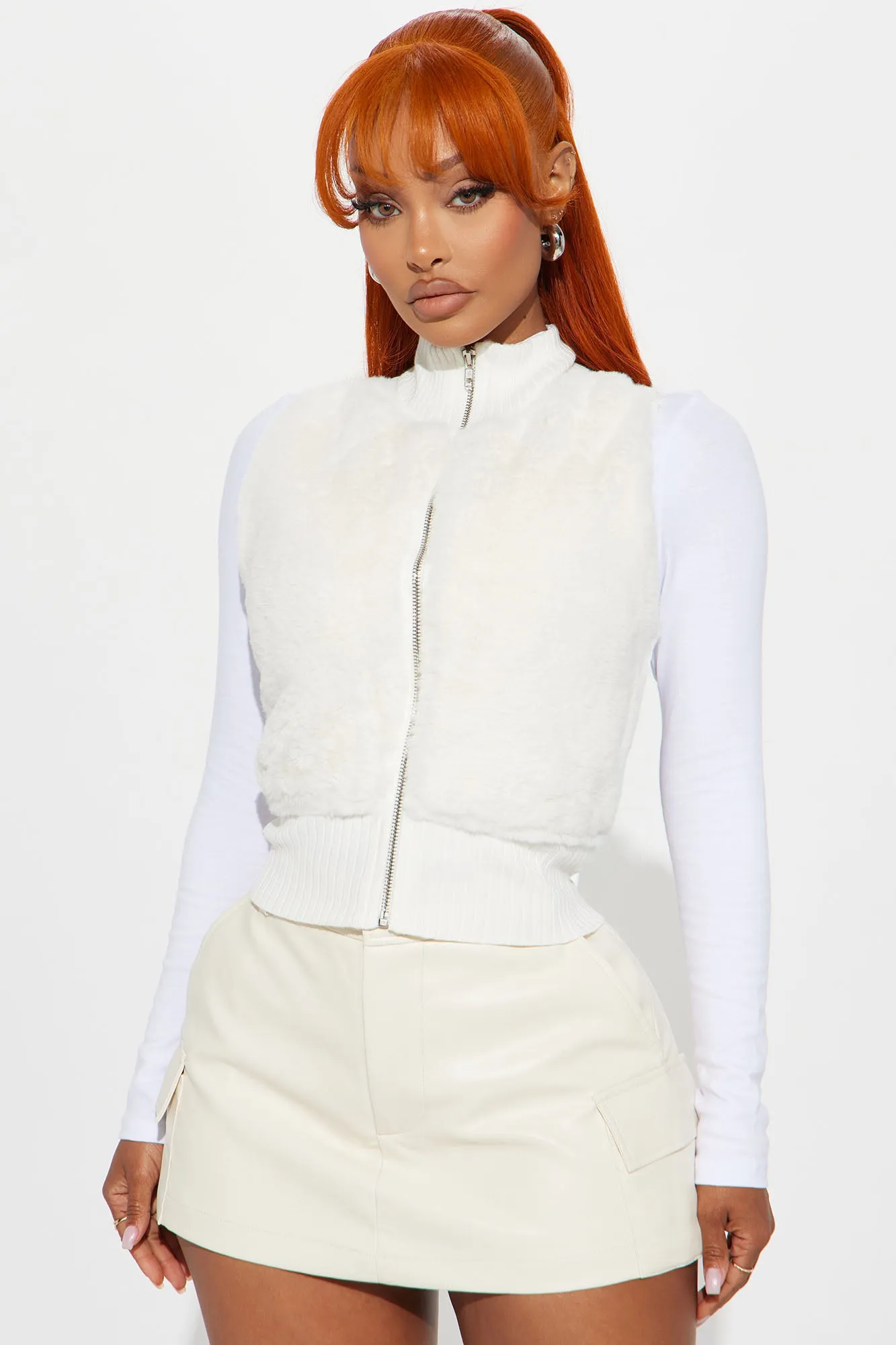 Aspen Faux Fur Sweater Vest - Ivory