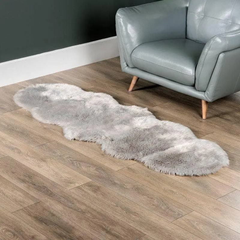 Auckland Silver Faux Fur Rug - 70x200cm