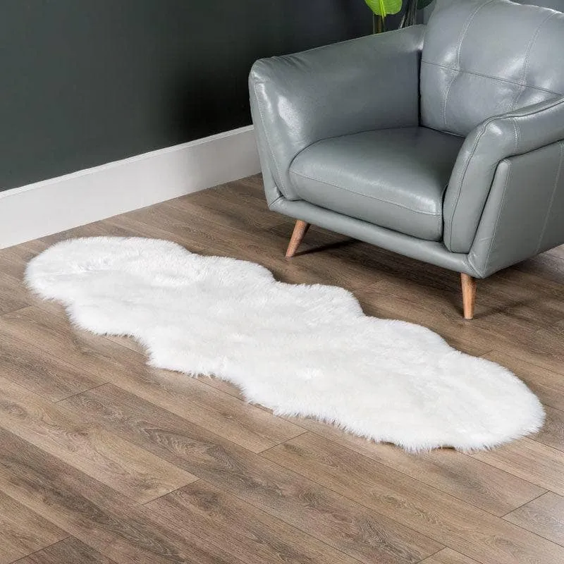 Auckland White Faux Fur Rug - 70x200cm