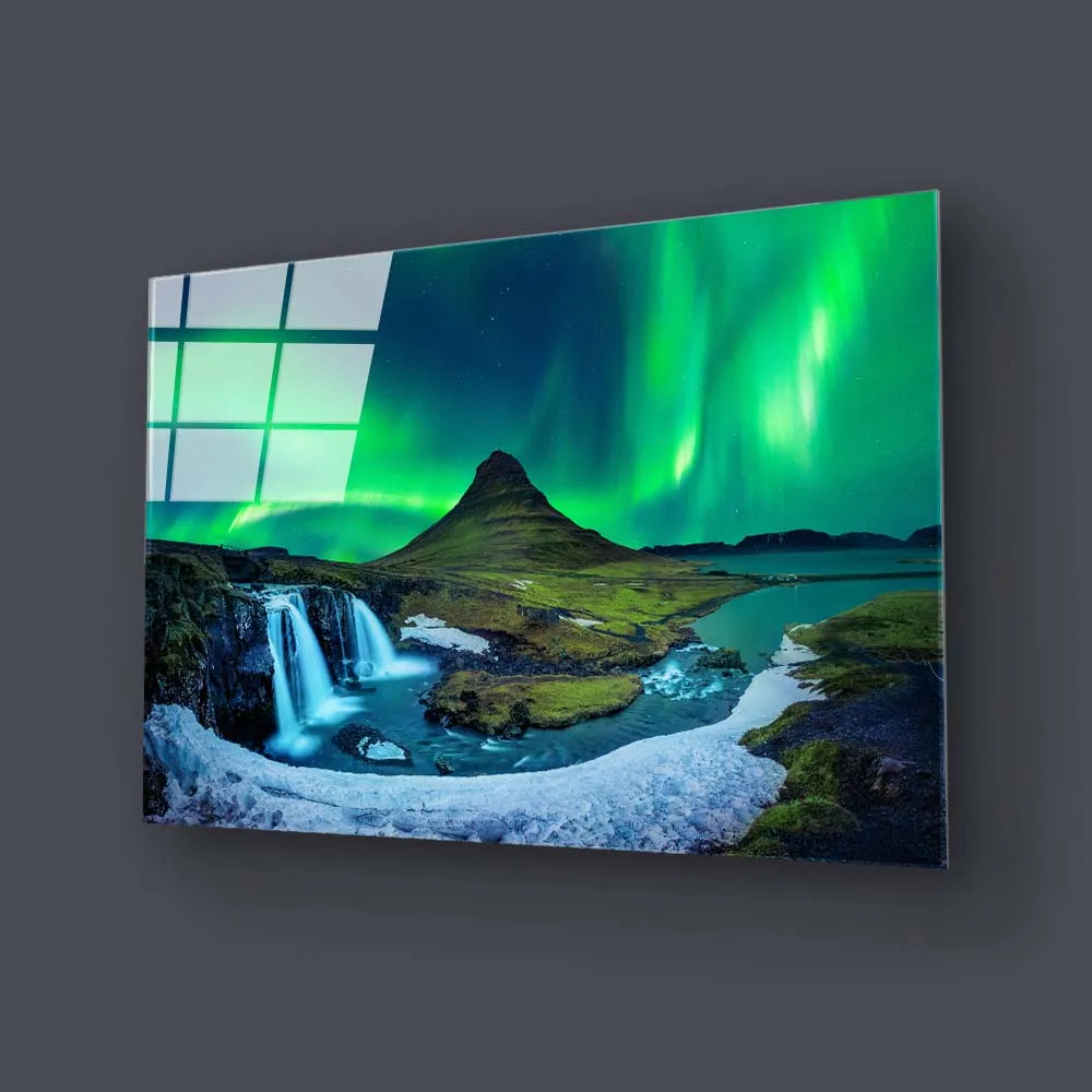 Aurora Borealis Northern Lights Landscape Glass Wall Art
