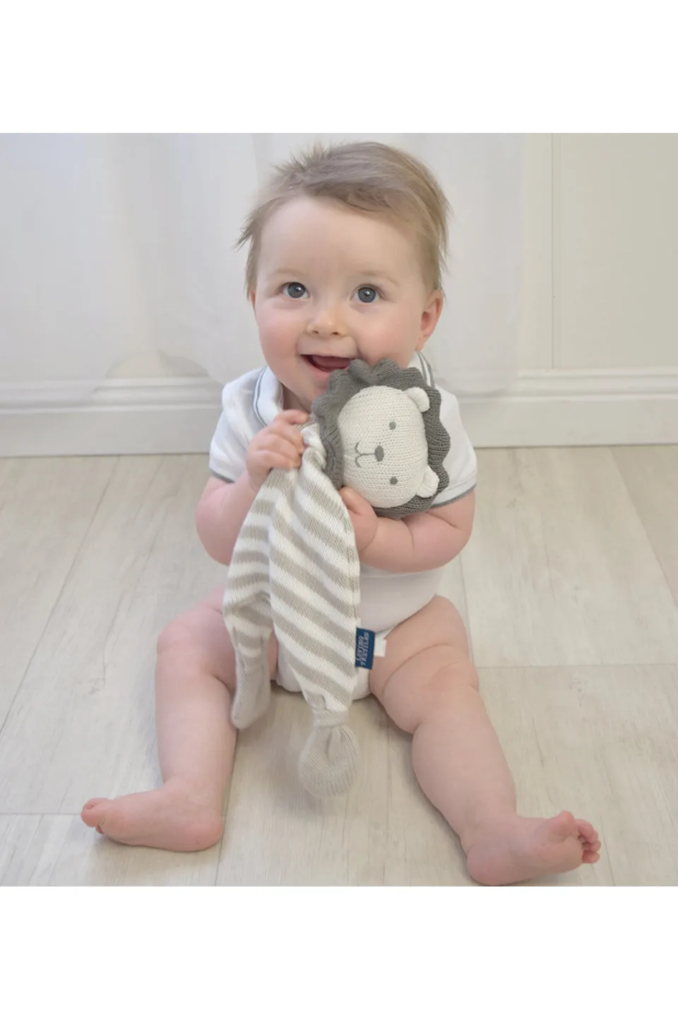 Austin the Lion Softie Security Blanket Grey