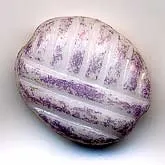 B11-PP-0600 West German Glass White Lozenges with Mauve Edges. 14x15mm. Pkg of 5