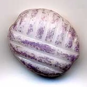 B11-PP-0600 West German Glass White Lozenges with Mauve Edges. 14x15mm. Pkg of 5