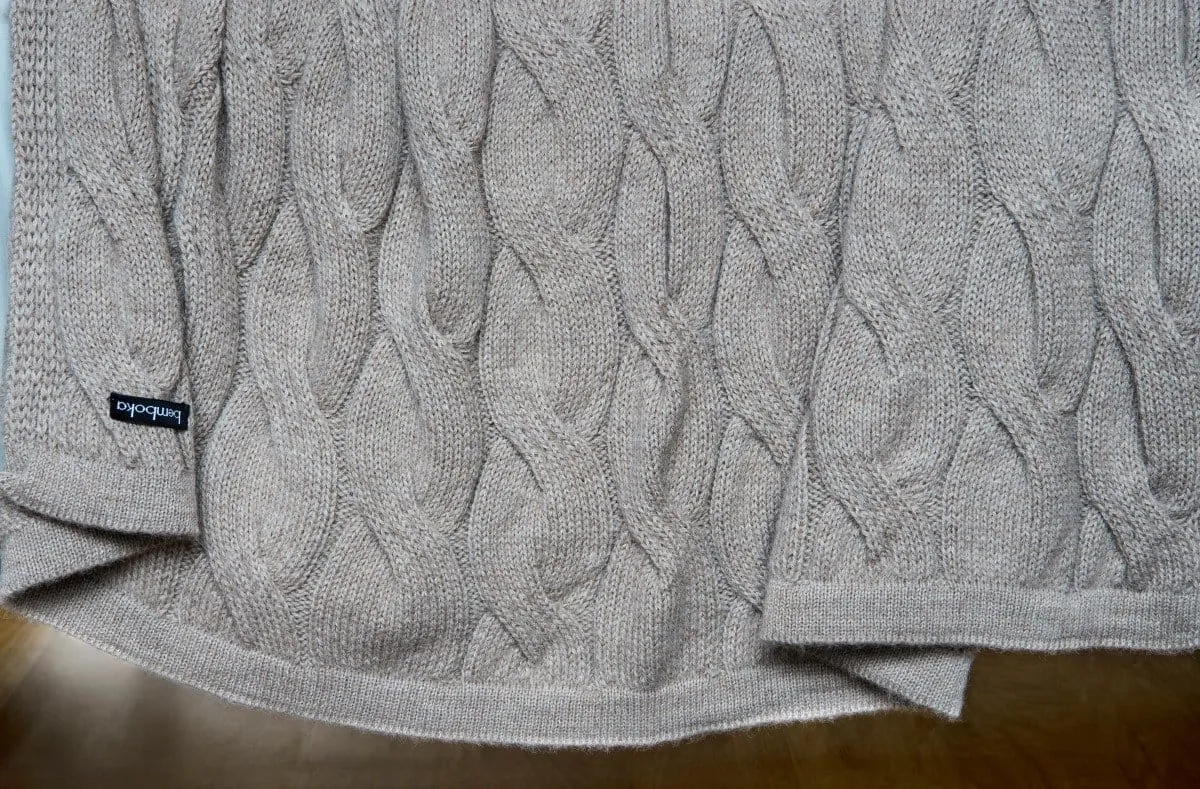 Bemboka Chunky Cable Angora & Merino Wool Throw - Pre-Shrunk