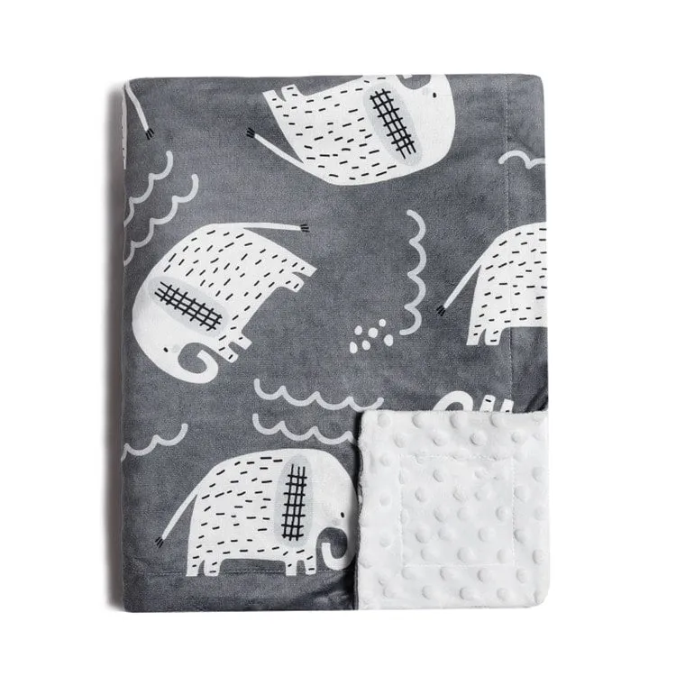 Big Minky Dot Blanket | Grey Elephant