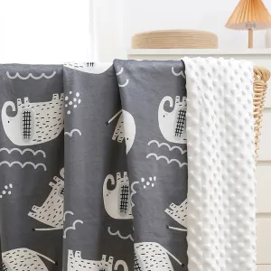 Big Minky Dot Blanket | Grey Elephant