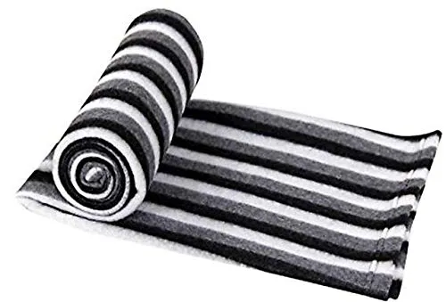 Black and White Blanket, Polo Single Bed, Lining, 240 cm X 135 cm (Pack of 5)