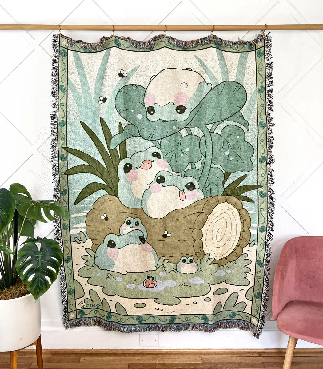 Blobfrogs Woven Blanket