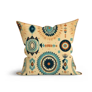 Boho Circle Delight Printed Cotton Cushion with Piping