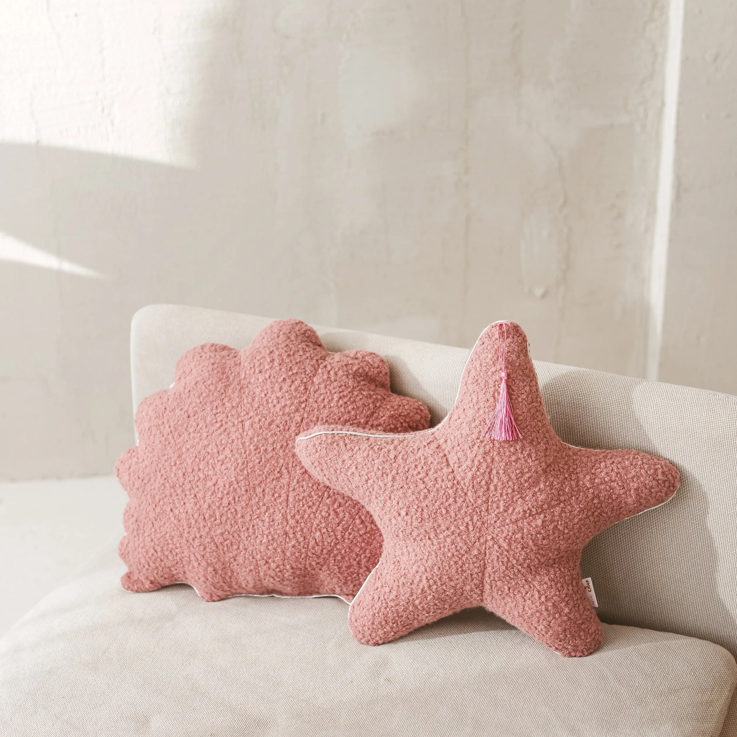 Boucle Throw Pillows In Rose, Scandinavian Decor, Nordic Cushions
