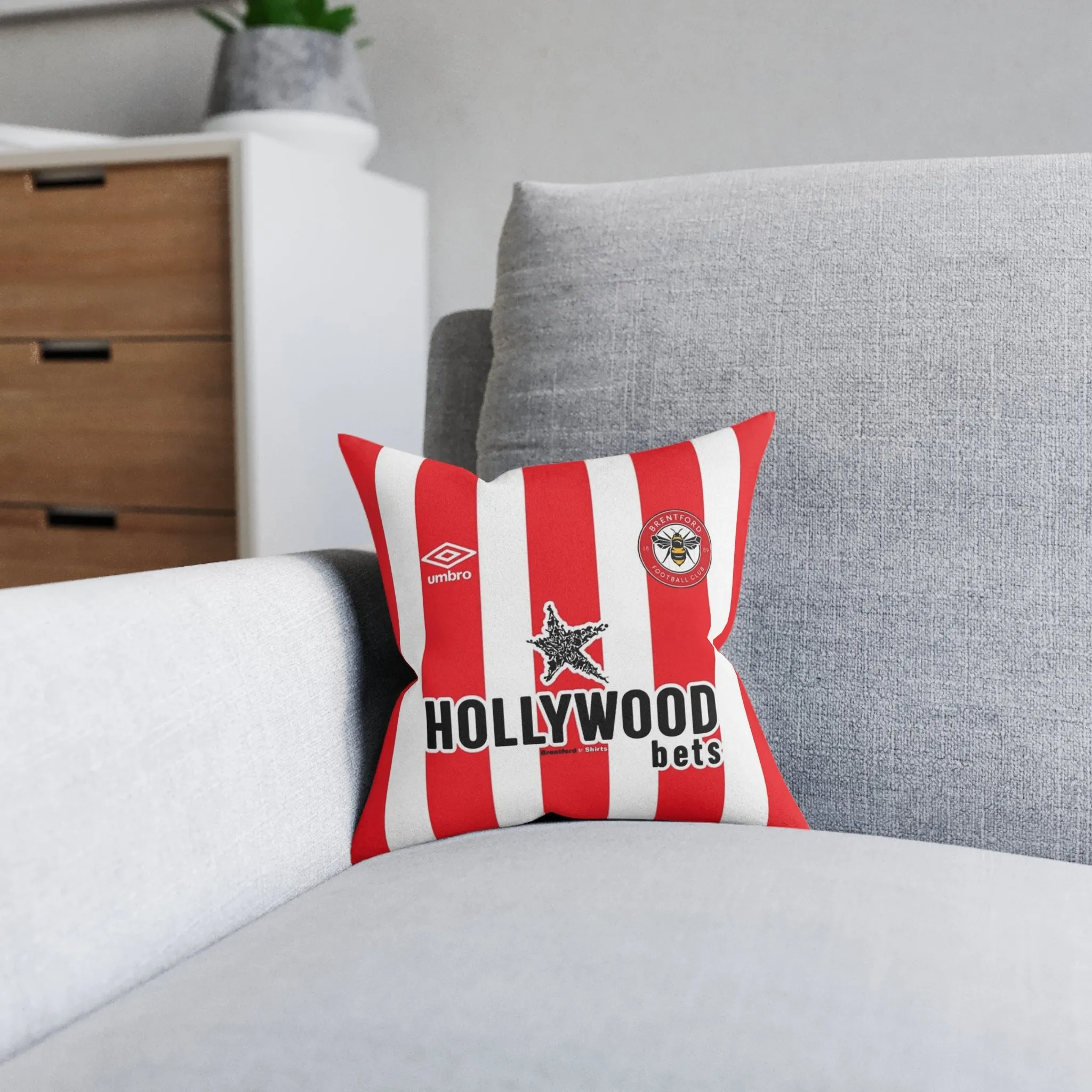 Brentford Retro Home Kit Square Pillow