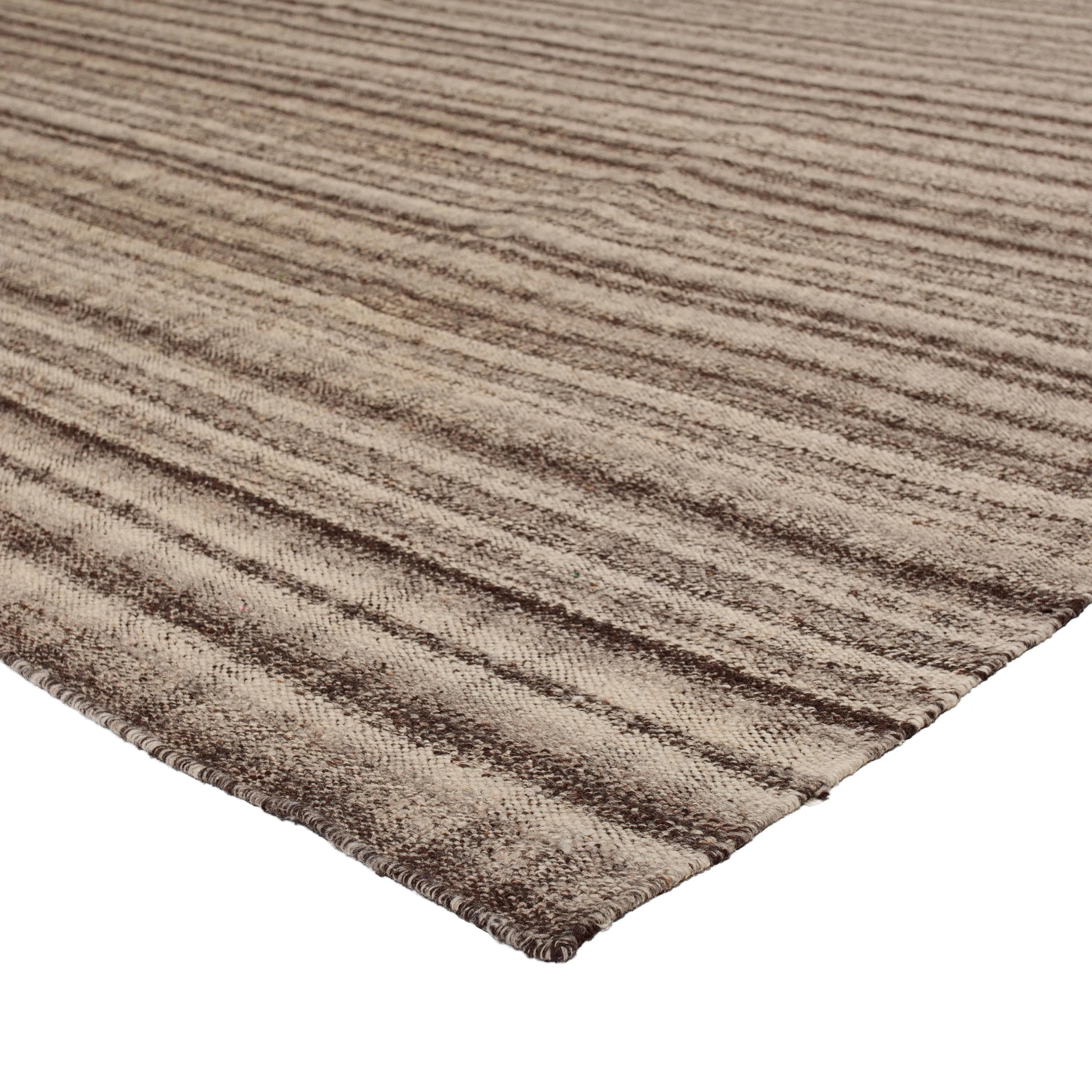 Brown Flatweave Wool Silk Blend Rug - 9' x 12'