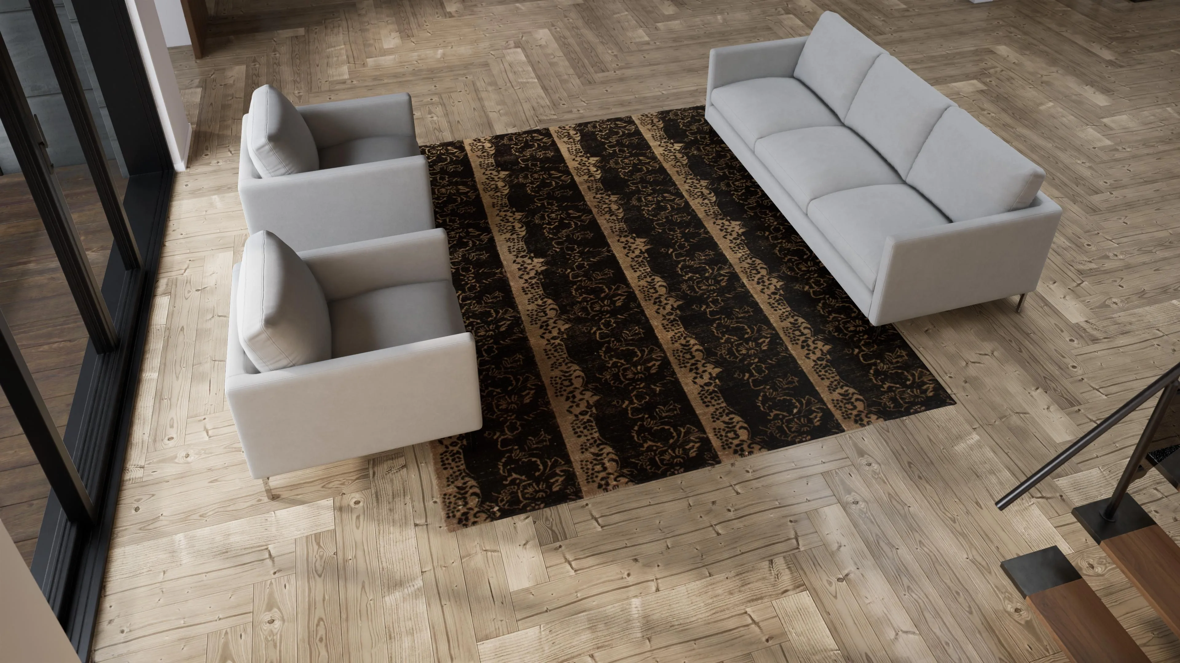 Brown Transitional Wool Cotton Blend Rug - 8' x 10'