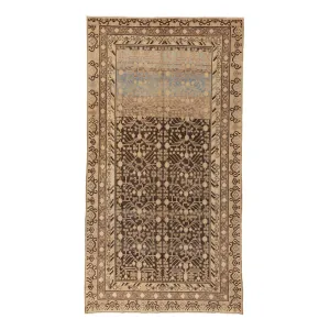 Brown Vintage Traditional Khotan Wool Rug - 5'6" x 11'3"