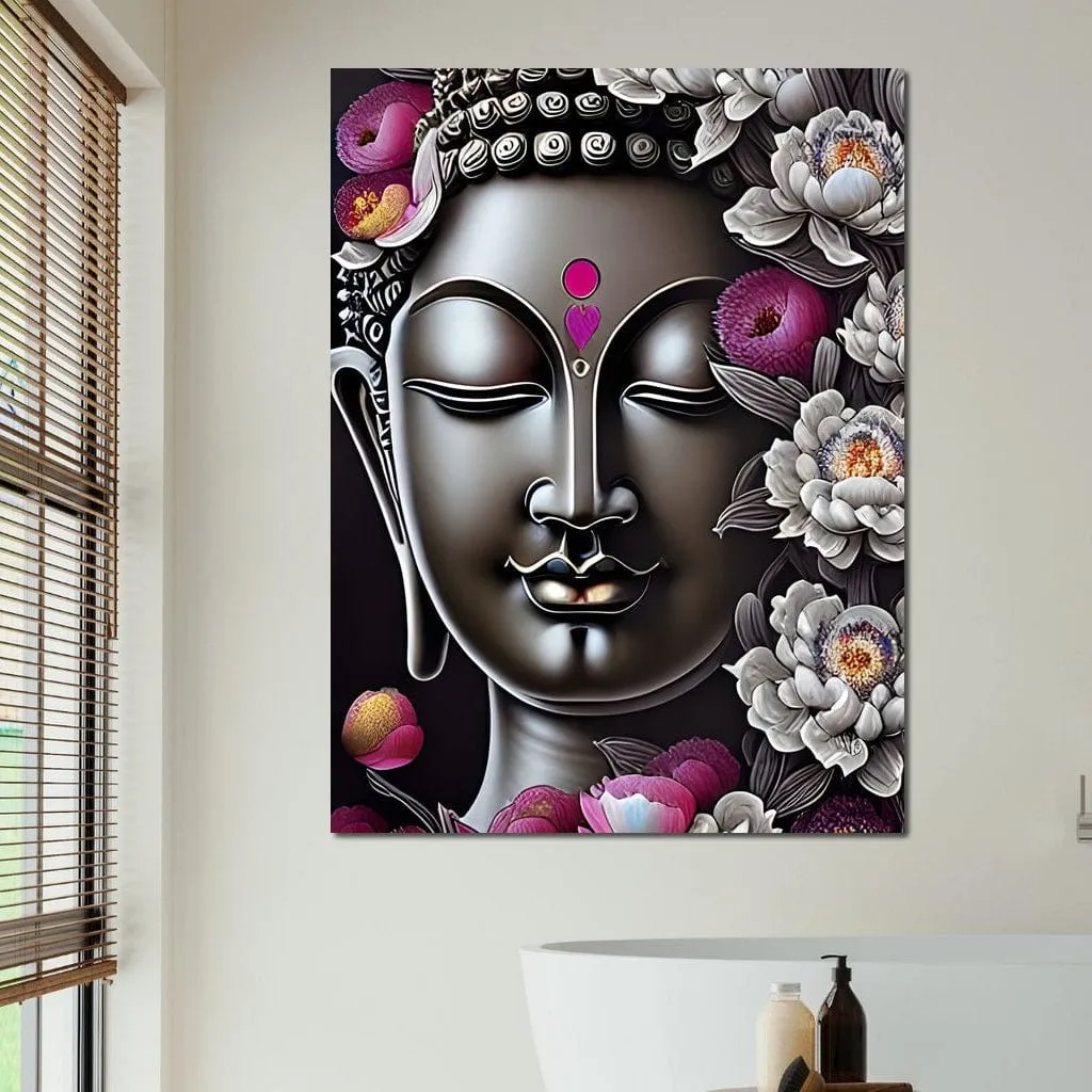 Buddha & Flowers Grey
