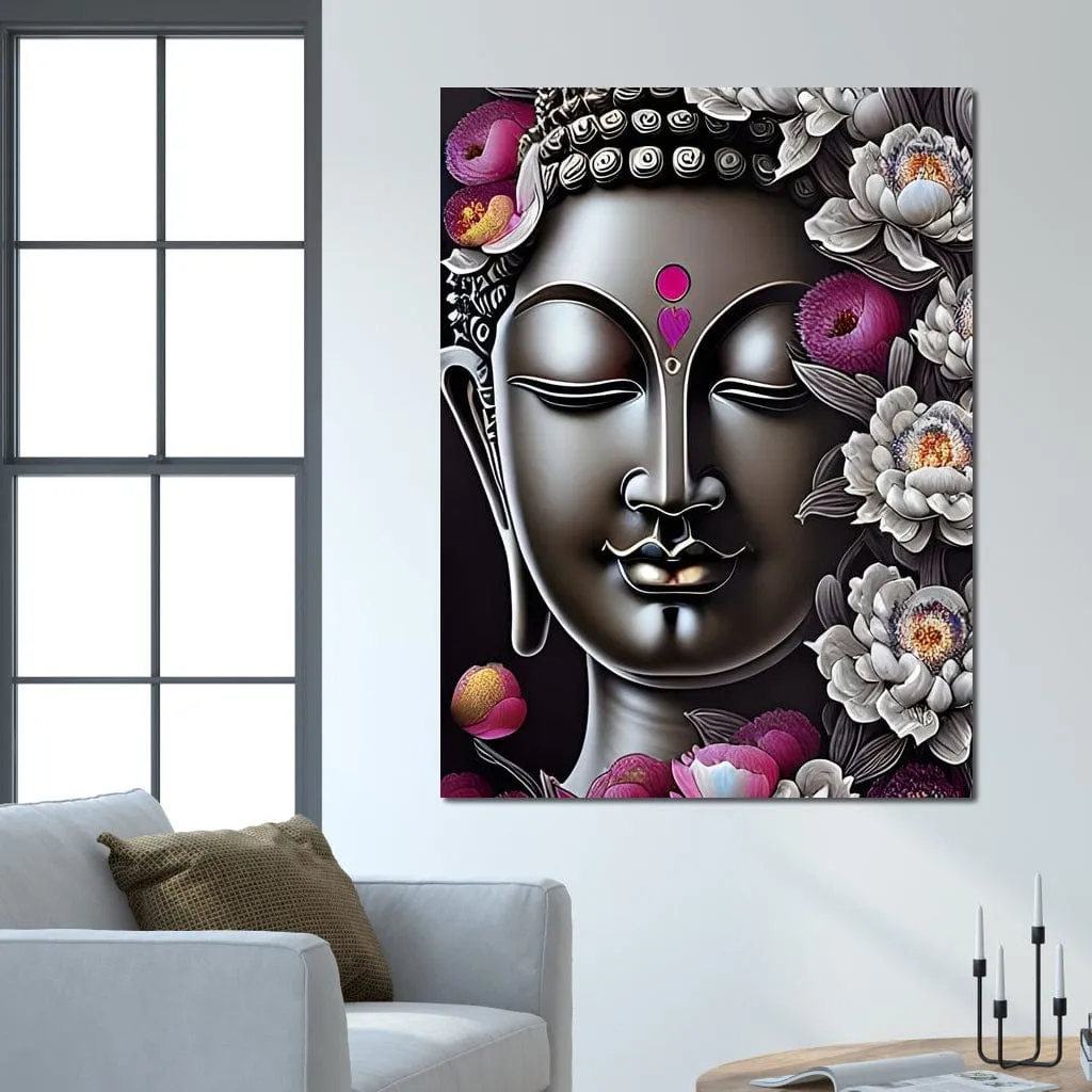 Buddha & Flowers Grey