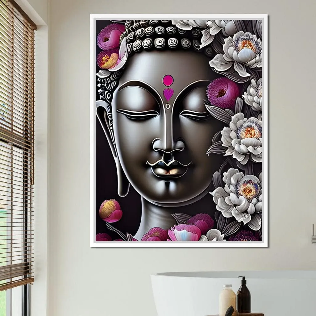 Buddha & Flowers Grey