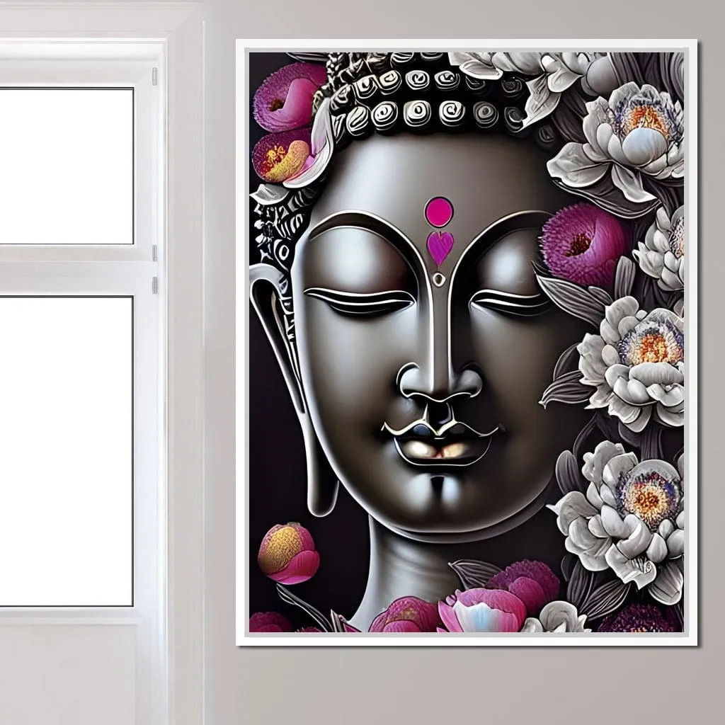 Buddha & Flowers Grey
