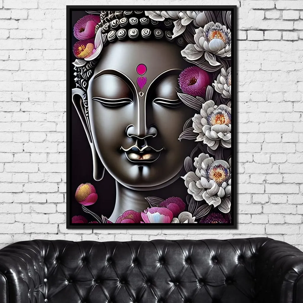 Buddha & Flowers Grey