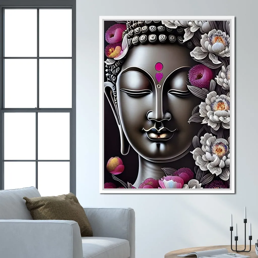 Buddha & Flowers Grey