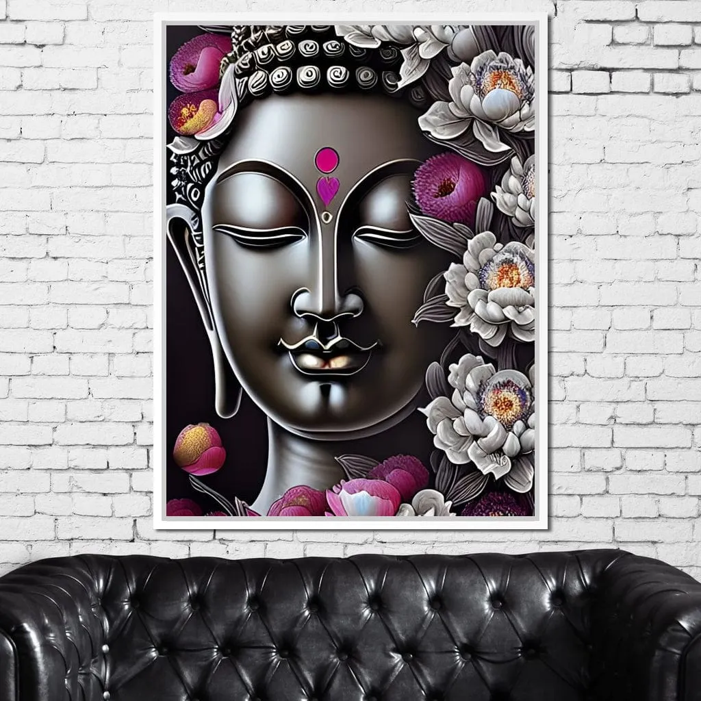 Buddha & Flowers Grey