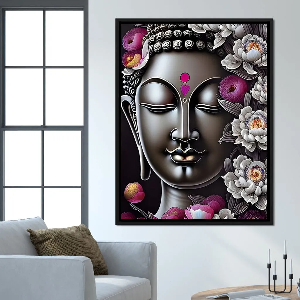 Buddha & Flowers Grey