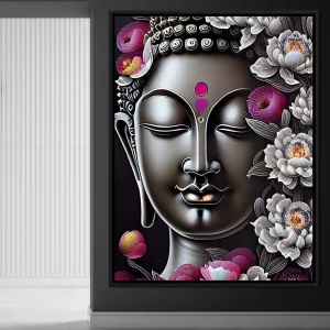 Buddha & Flowers Grey