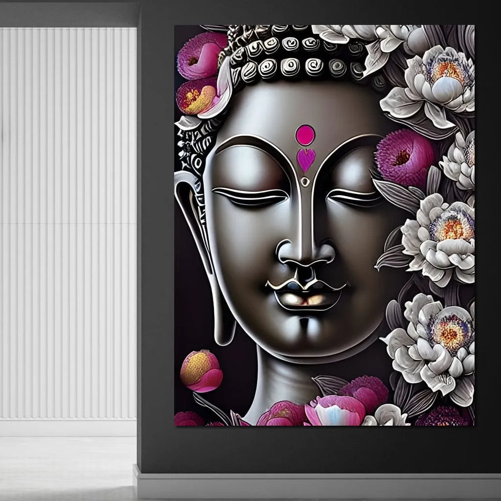 Buddha & Flowers Grey