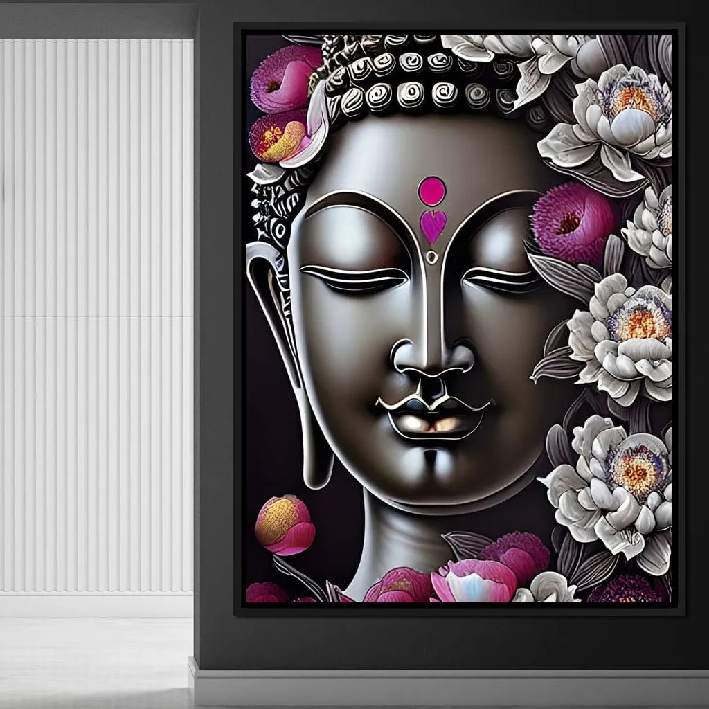 Buddha & Flowers Grey