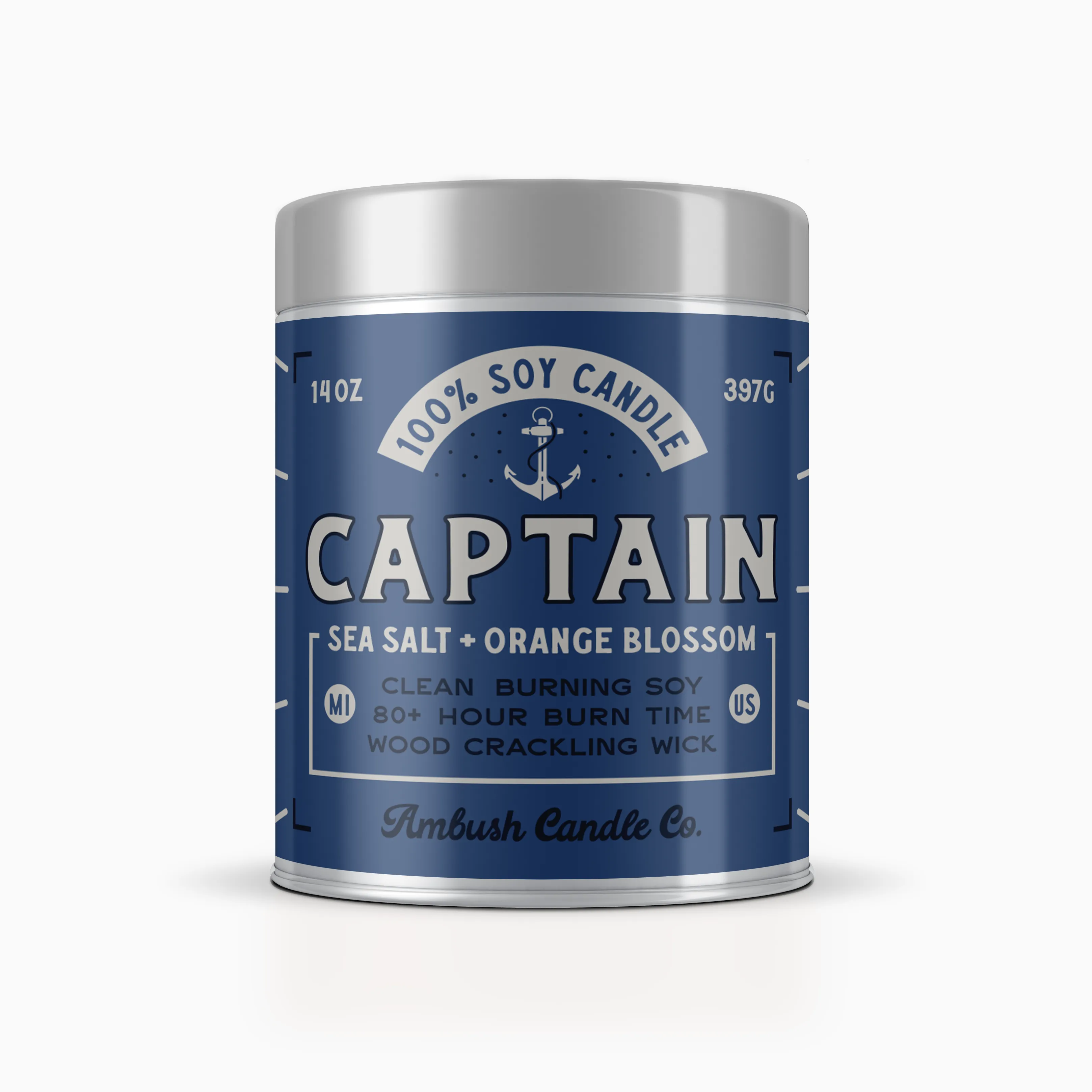 Captain | Sea Salt   Orange Blossom 14oz Soy Candle