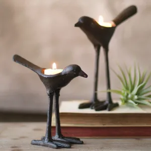 Cast Iron Bird Tealight Holder Set