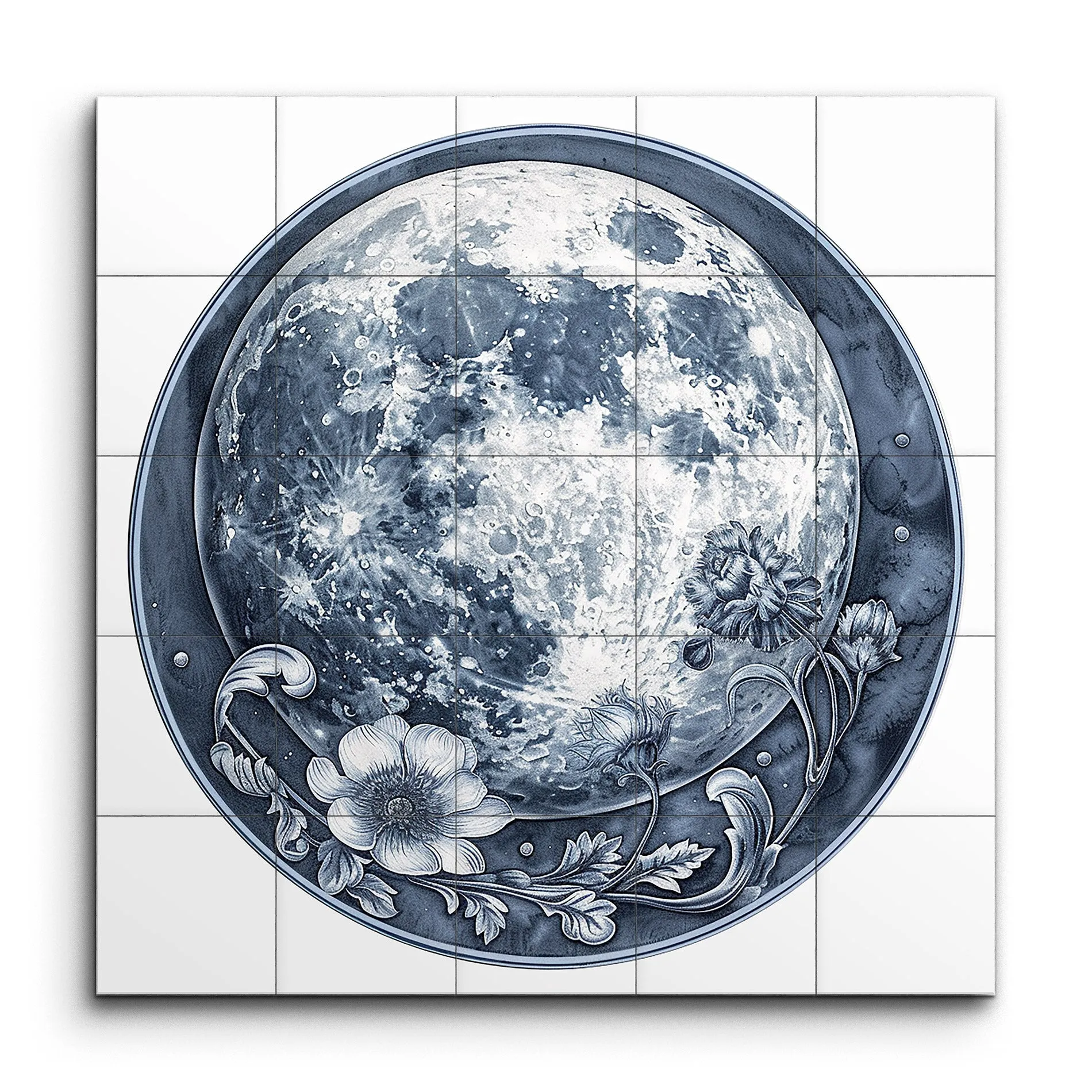 Celestial Moon & Floral Harmony Art