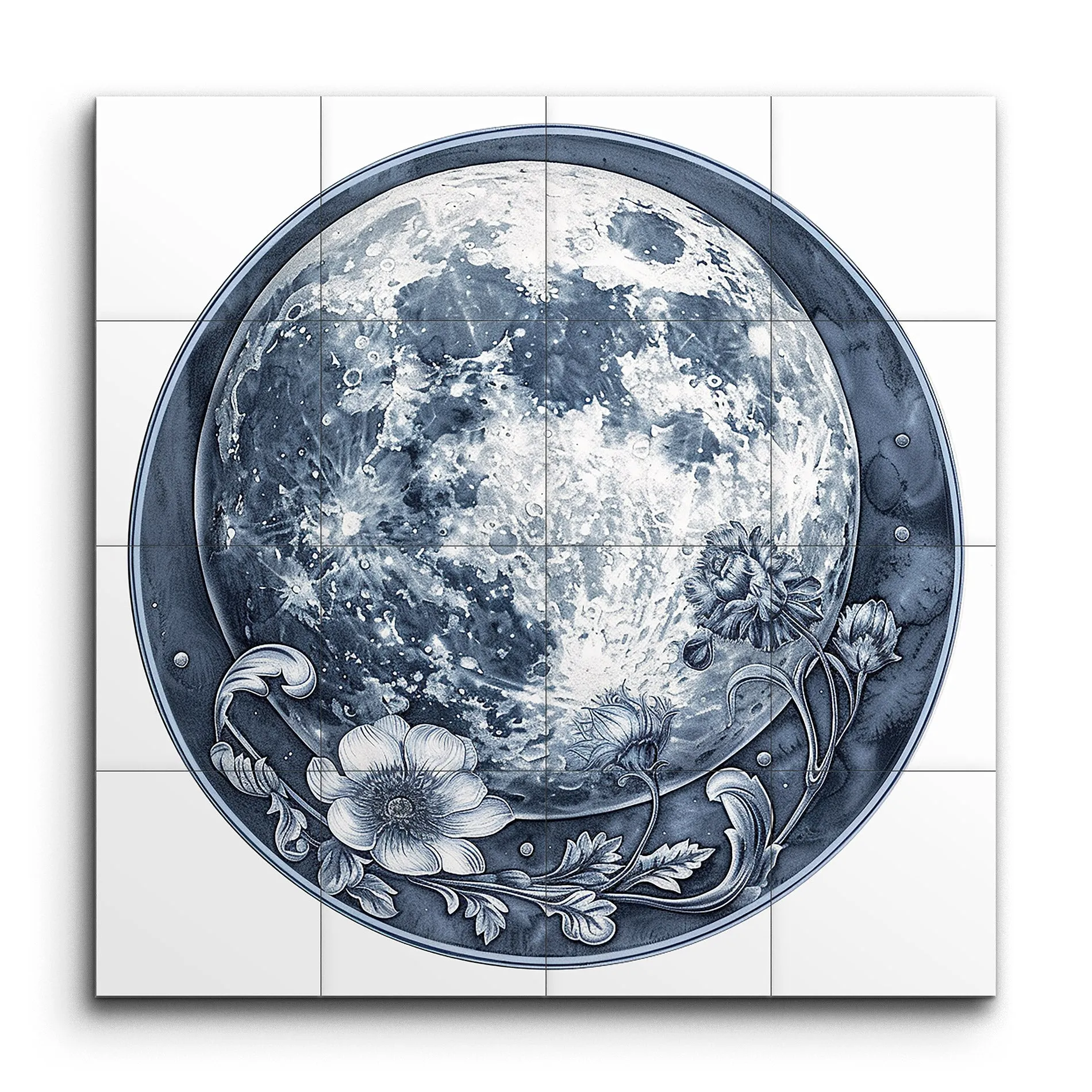 Celestial Moon & Floral Harmony Art