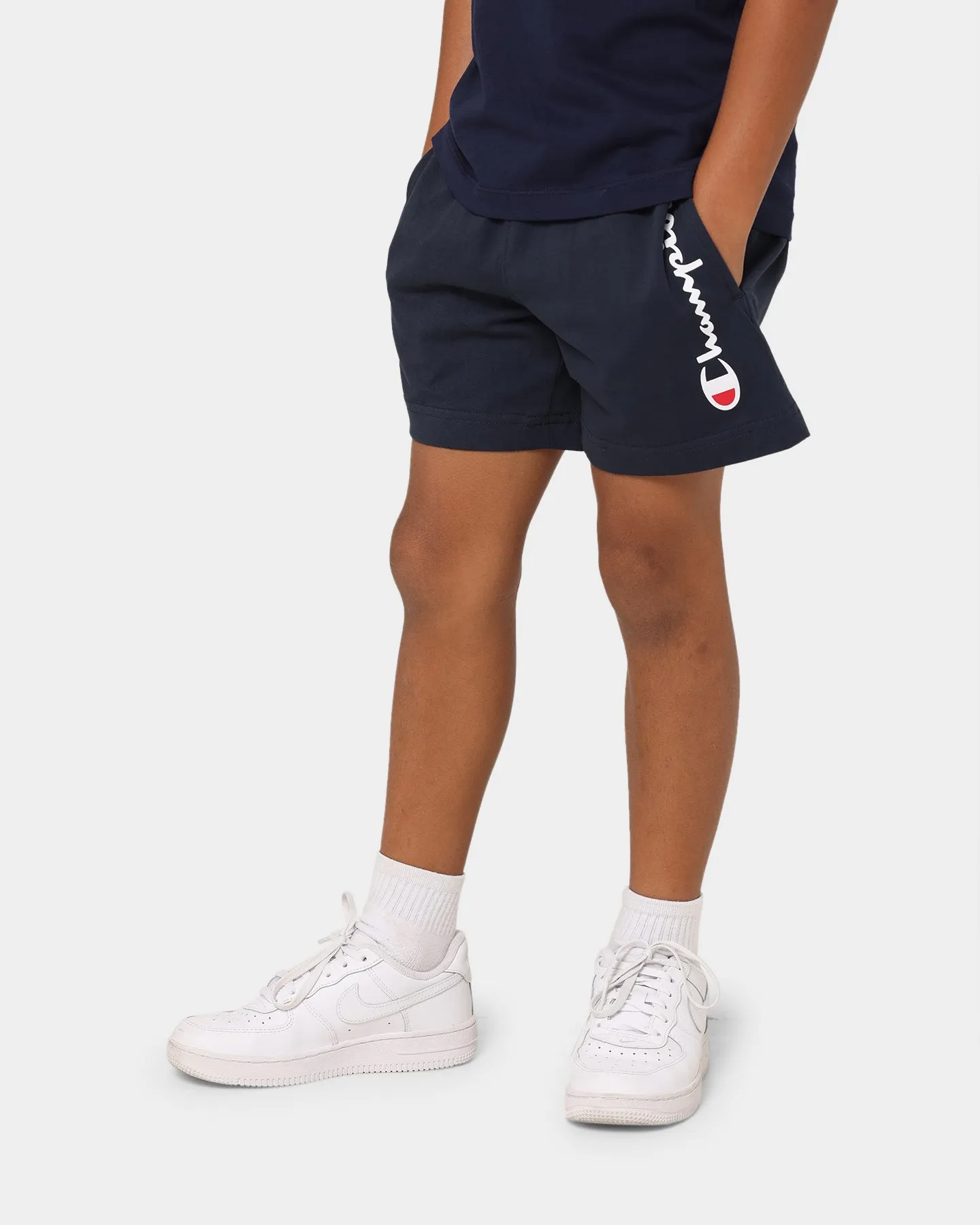 Champion Kids' Script Jersey Shorts Navy