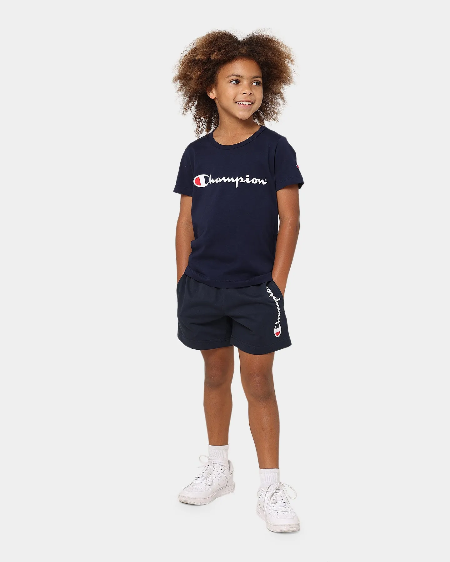 Champion Kids' Script Jersey Shorts Navy